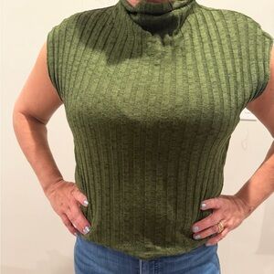Michael Stars Olive Green Ribbed Short Sleeve Top
